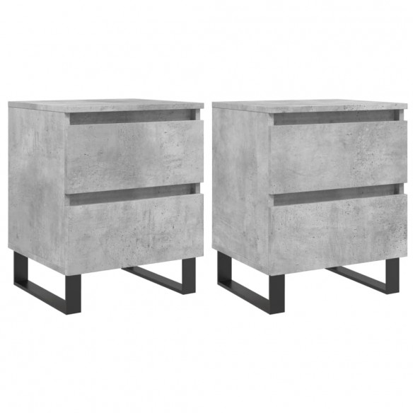 Tables de chevet 2 pcs gris béton 40x35x50 cm bois d’ingénierie