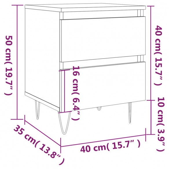 Table de chevet chêne fumé 40x35x50 cm bois d’ingénierie