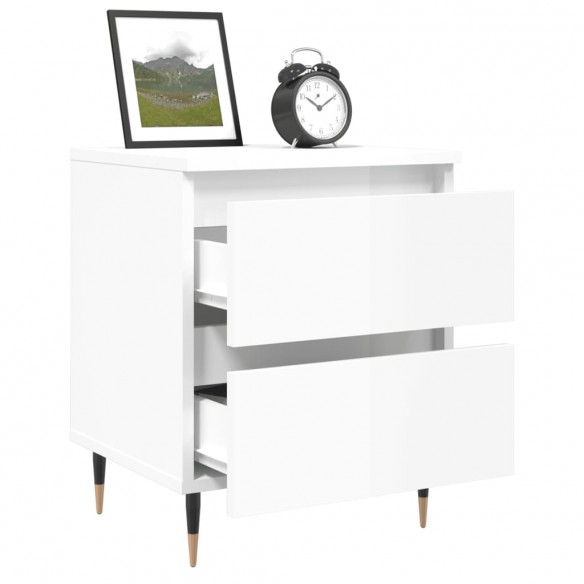 Tables de chevet 2 pcs blanc brillant 40x35x50 cm