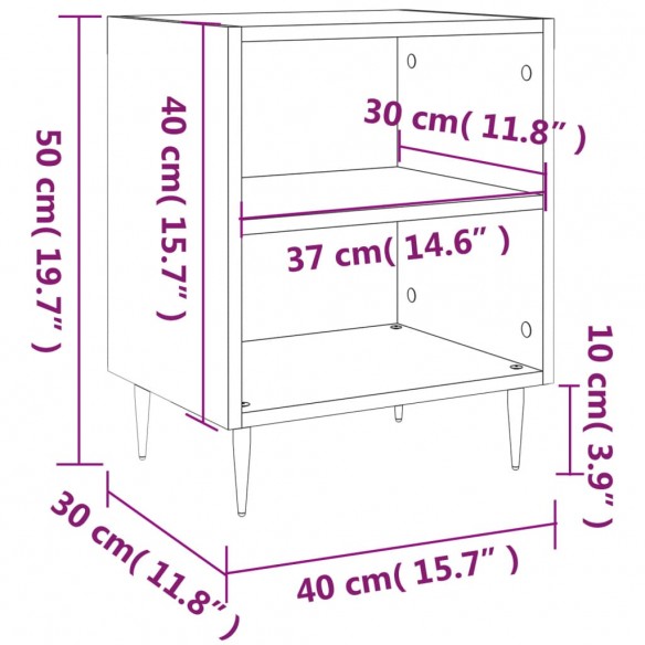 Tables de chevet 2 pcs sonoma gris 40x30x50cm bois d'ingénierie