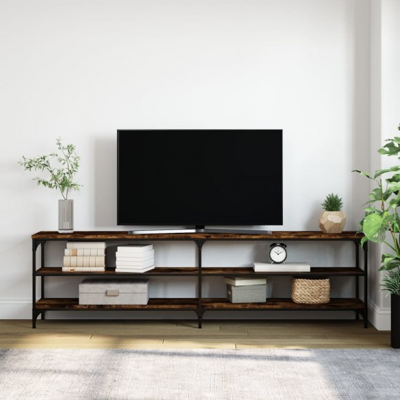 Meuble TV chêne fumé 180x30x50 cm bois d'ingénierie et métal