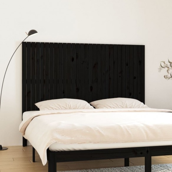 Tête de lit murale Noir 185x3x110 cm Bois massif de pin
