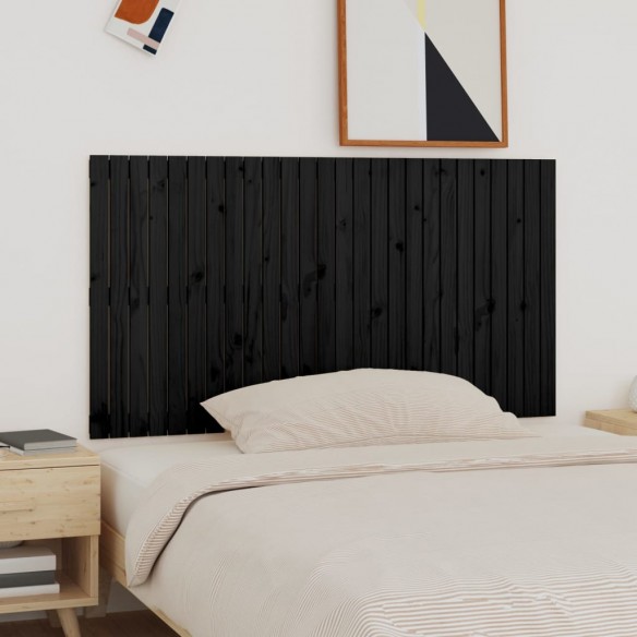 Tête de lit murale Noir 166x3x90 cm Bois massif de pin