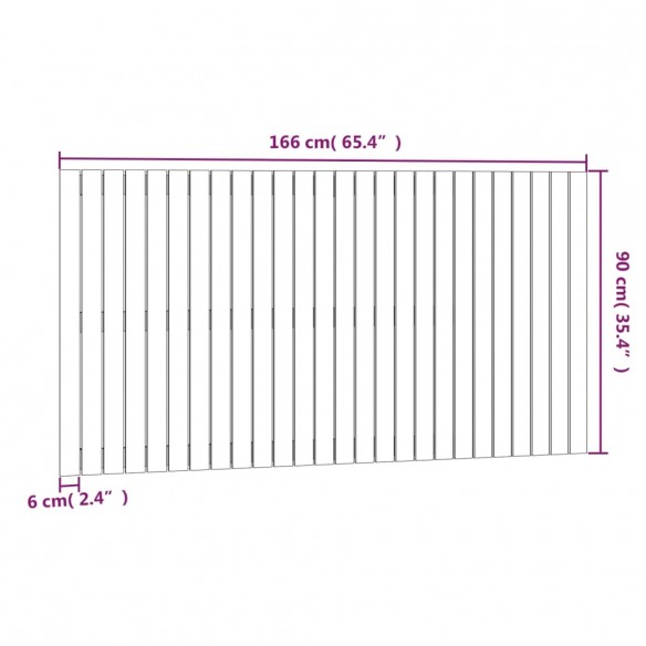 Tête de lit murale Gris 166x3x90 cm Bois massif de pin