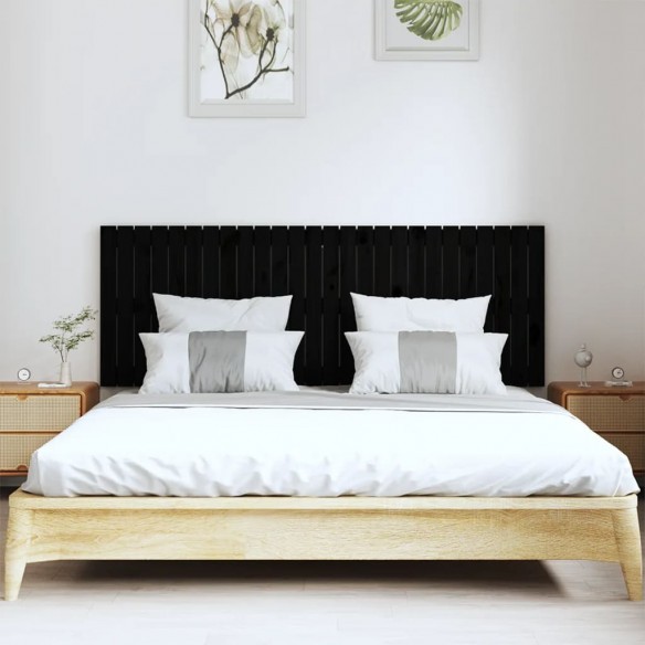 Tête de lit murale Noir 166x3x60 cm Bois massif de pin