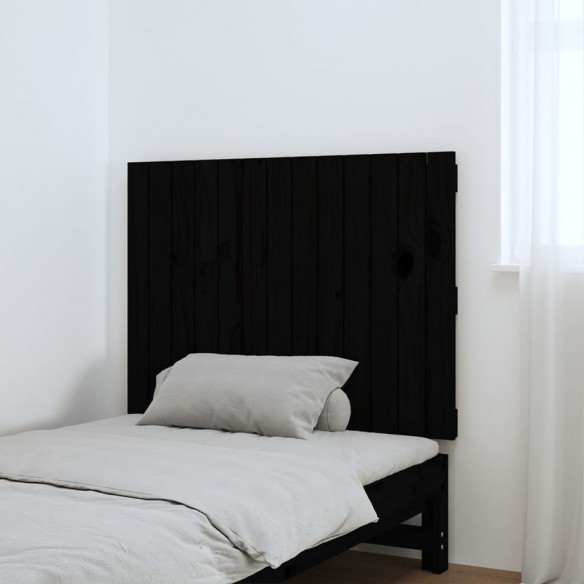 Tête de lit murale Noir 82,5x3x60 cm Bois massif de pin