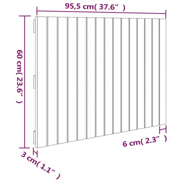 Tête de lit murale Blanc 95,5x3x60 cm Bois massif de pin