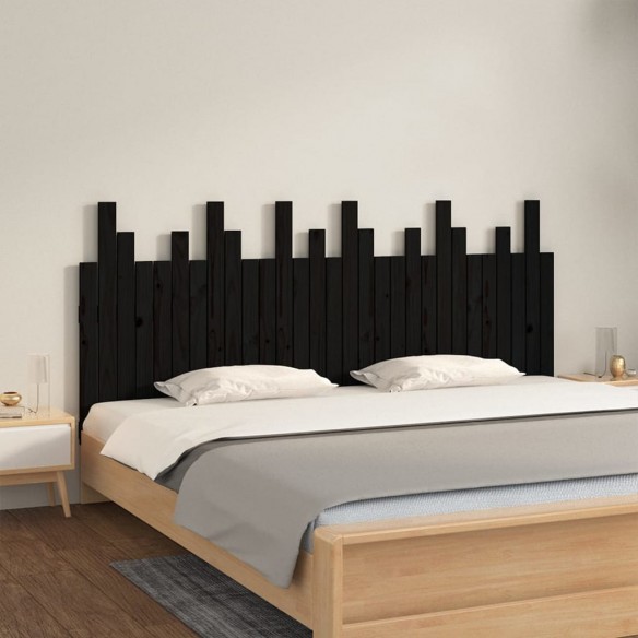 Tête de lit murale Noir 185x3x80 cm Bois massif de pin