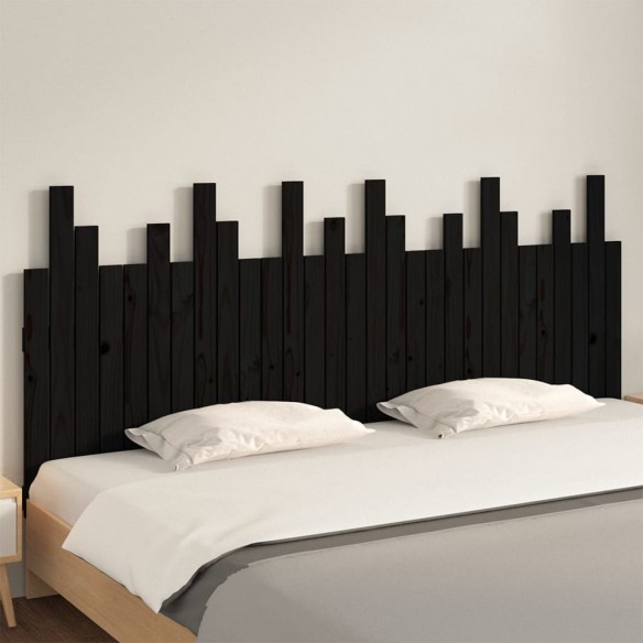 Tête de lit murale Noir 185x3x80 cm Bois massif de pin