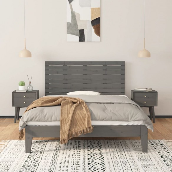 Tête de lit murale Gris 126x3x63 cm Bois massif de pin