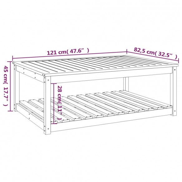 Table de jardin noir 121x82,5x45 cm bois massif de pin