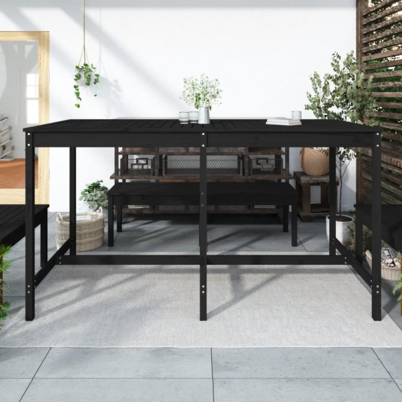 Table de jardin noir 203,5x90x110 cm bois massif de pin