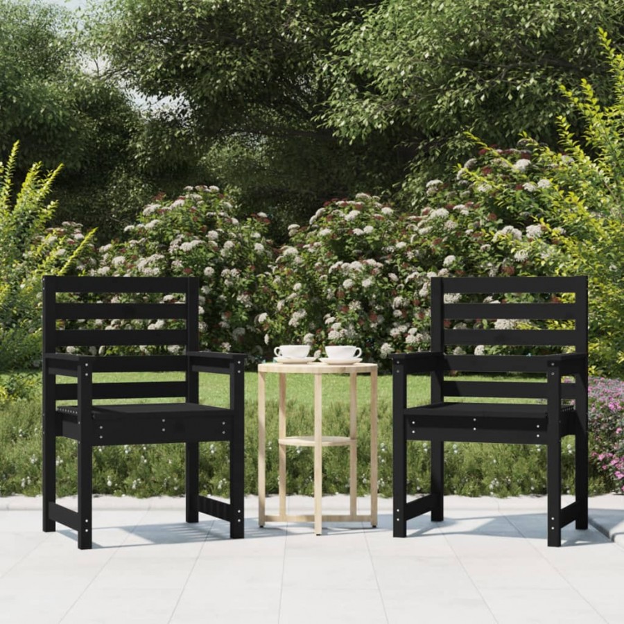 Chaises de jardin 2 pcs noir 60x48x91 cm bois massif de pin