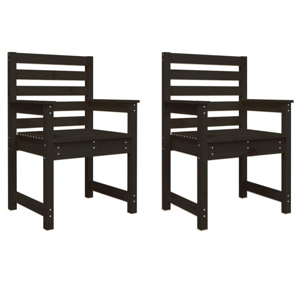 Chaises de jardin 2 pcs noir 60x48x91 cm bois massif de pin