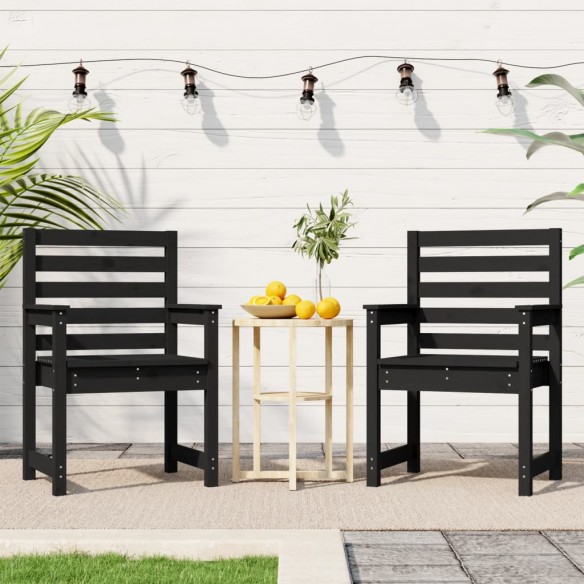 Chaises de jardin 2 pcs noir 60x48x91 cm bois massif de pin