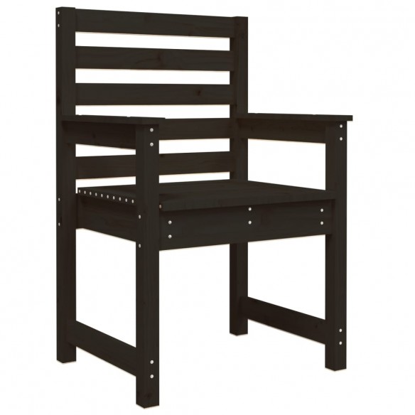 Chaises de jardin 2 pcs noir 60x48x91 cm bois massif de pin