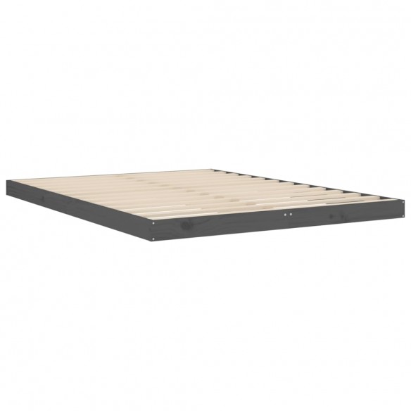 Cadre de lit Gris 140x190 cm Bois de pin massif