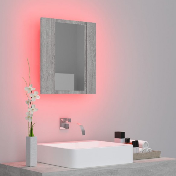 Armoire à miroir LED de salle de bain sonoma gris 40x12x45 cm