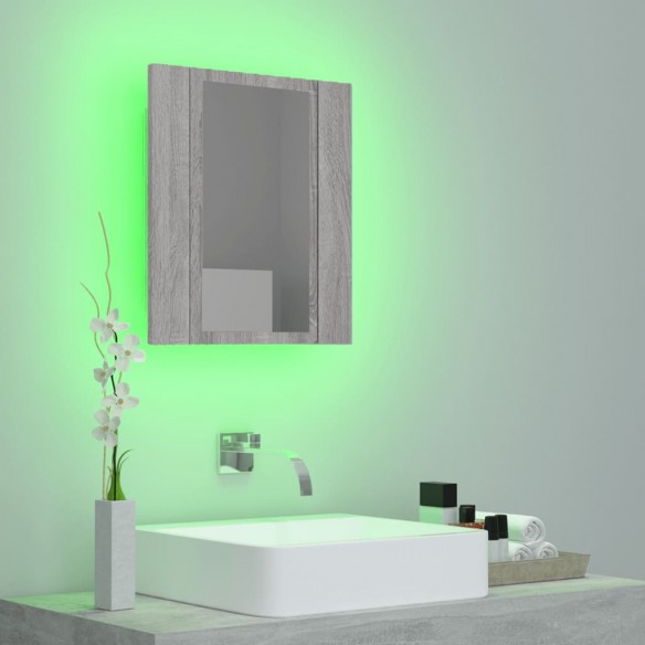 Armoire à miroir LED de salle de bain sonoma gris 40x12x45 cm