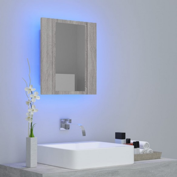 Armoire à miroir LED de salle de bain sonoma gris 40x12x45 cm