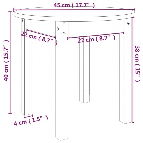 Table basse Ø 45x40 cm Bois massif de pin