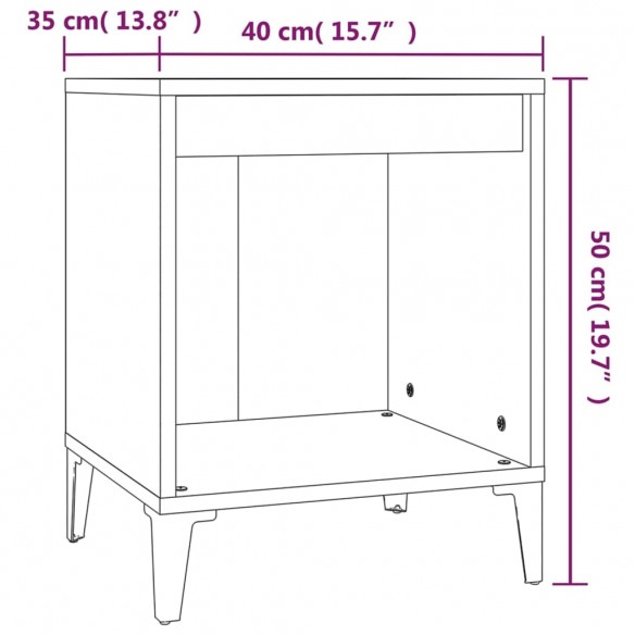 Table de chevet Gris béton 40x35x50 cm