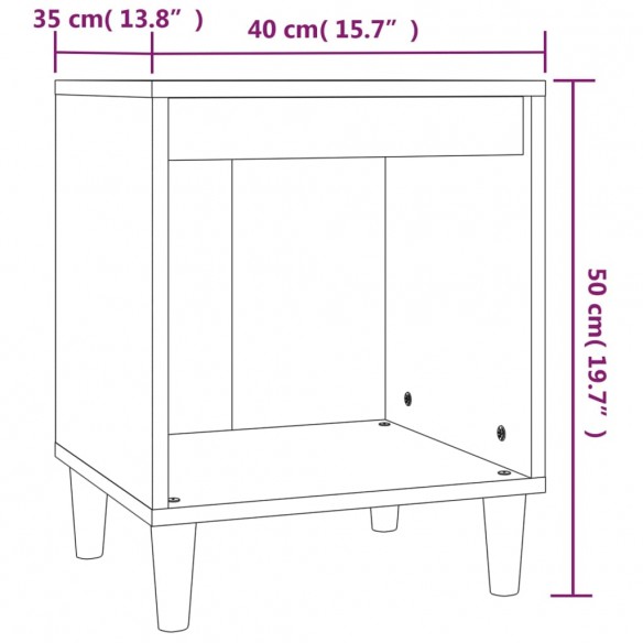 Table de chevet Chêne fumé 40x35x50 cm