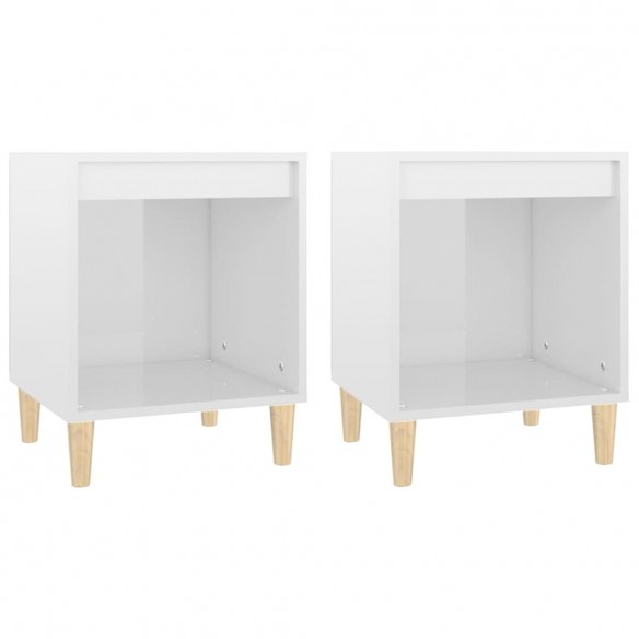 Tables de chevet 2 pcs Blanc brillant 40x35x50 cm