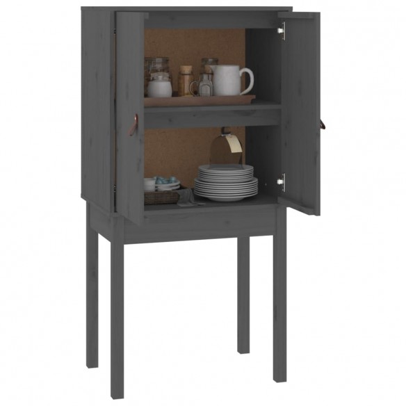 Buffet haut Gris 60x40x120 cm Bois massif de pin