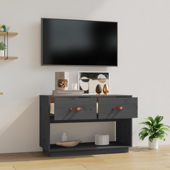 Meuble TV Gris 90x40x60 cm Bois de pin massif