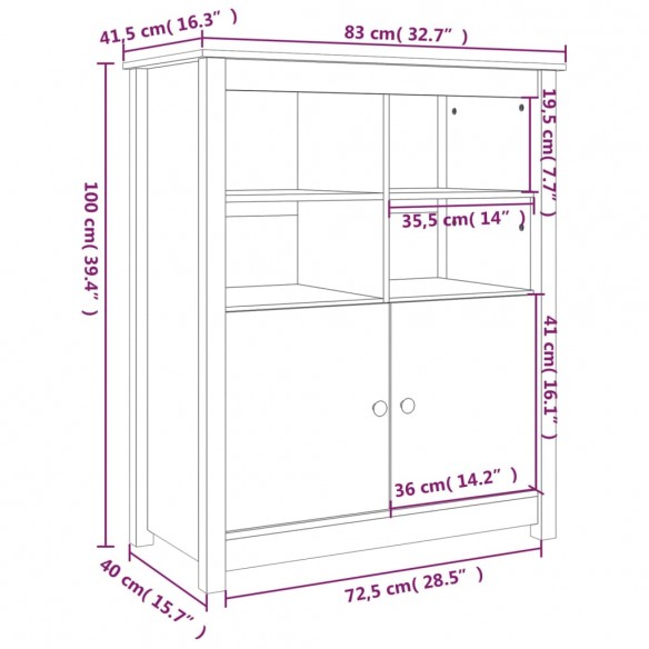 Buffet Blanc 83x41,5x100 cm Bois massif de pin