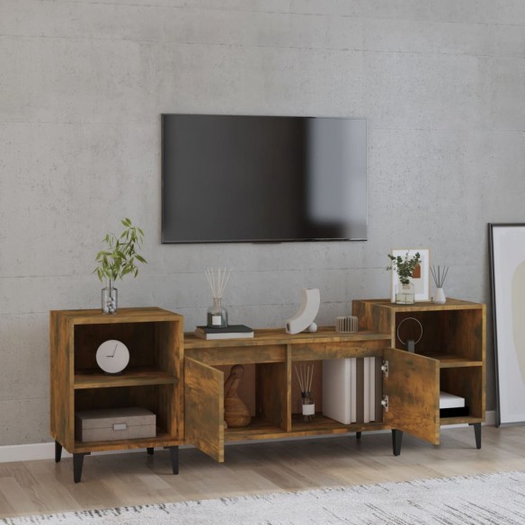 Meuble TV Chêne fumé 160x35x55 cm Bois d'ingénierie