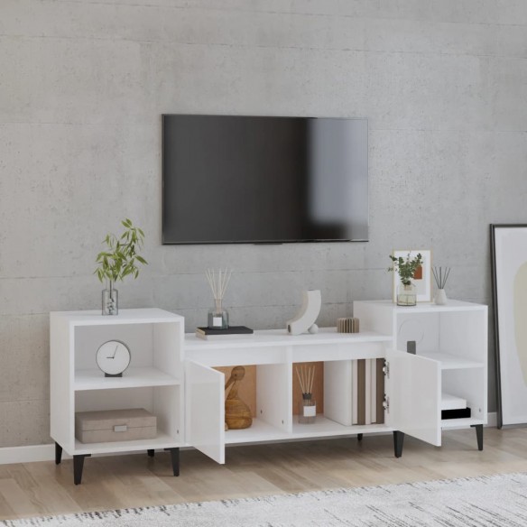 Meuble TV Blanc brillant 160x35x55 cm Bois d'ingénierie