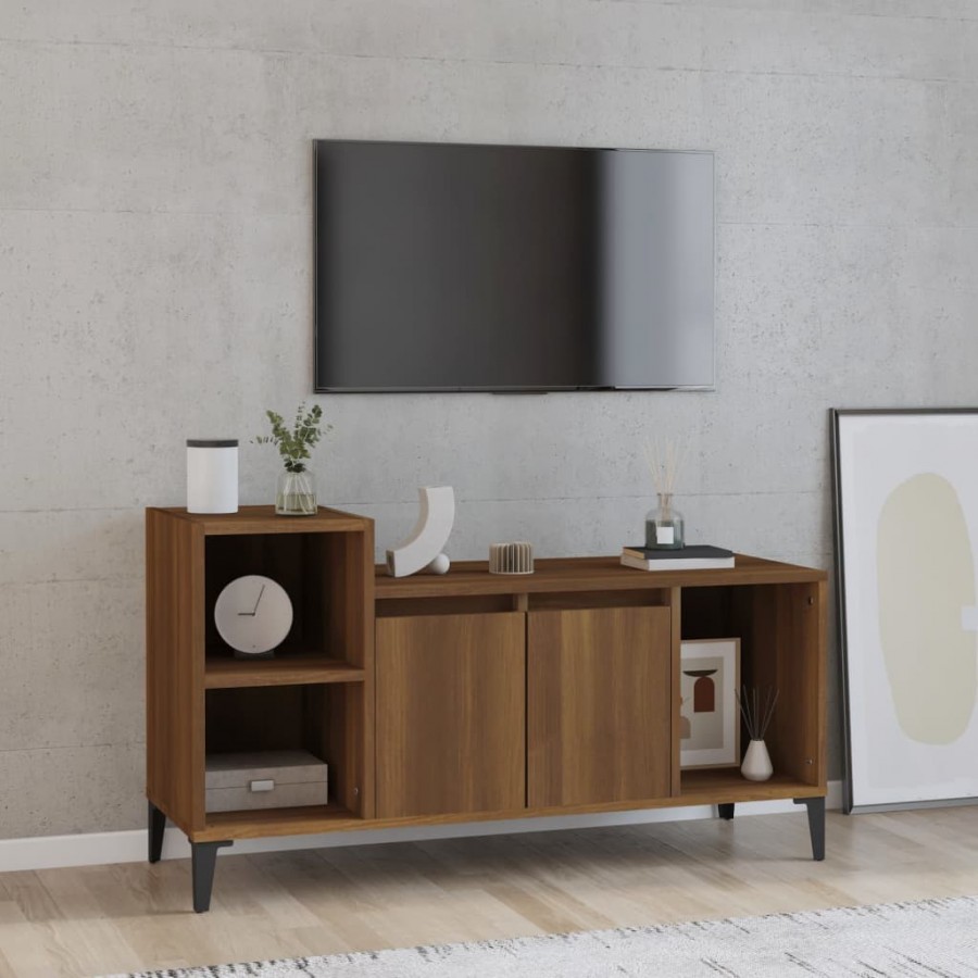 Meuble TV Chêne marron 100x35x55 cm Bois d'ingénierie