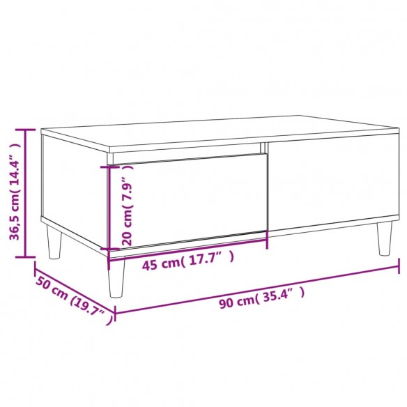 Table basse Chêne fumé 90x50x36,5 cm Bois d'ingénierie