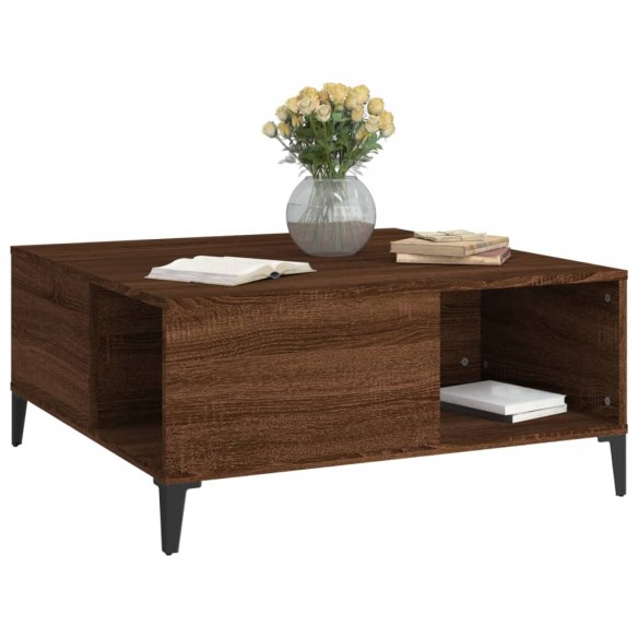 Table basse chêne marron 80x80x36,5 cm bois d'ingénierie