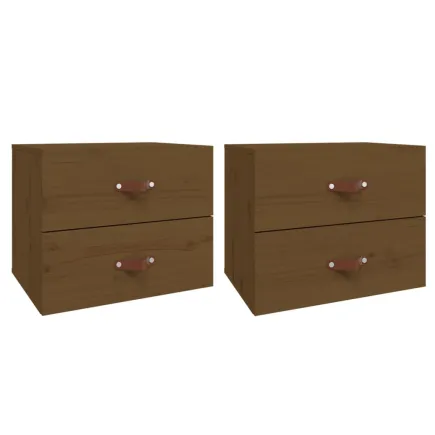 Tables de chevet murales 2 pcs Marron miel 50x36x40 cm 2