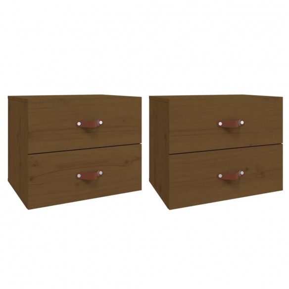 Tables de chevet murales 2 pcs Marron miel 50x36x40 cm