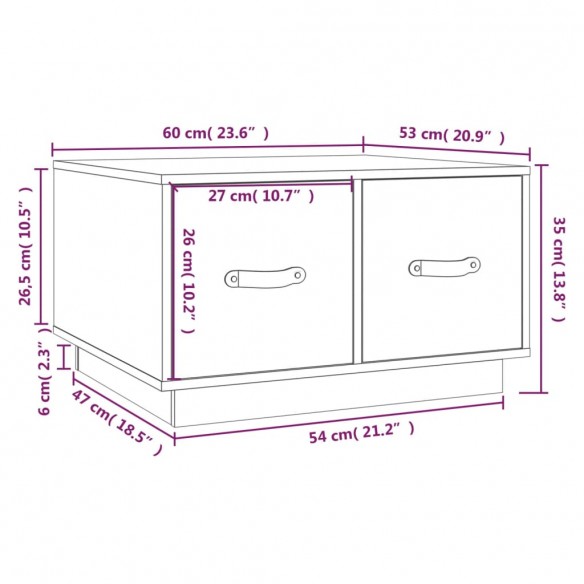 Table basse Marron miel 60x53x35 cm Bois massif de pin