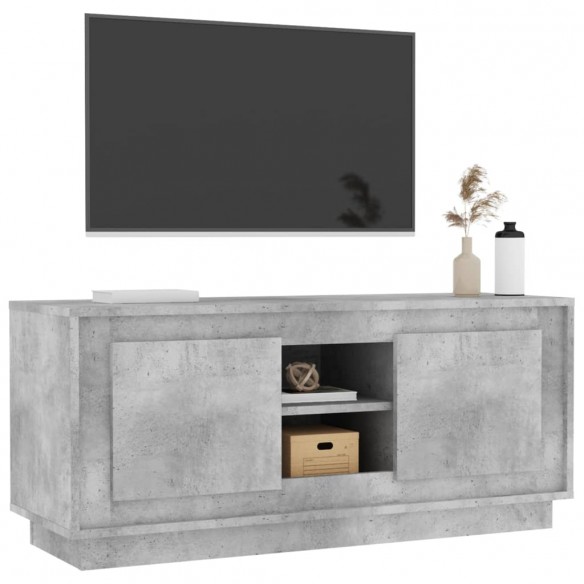 Meuble TV gris béton 102x35x45 cm bois d'ingénierie