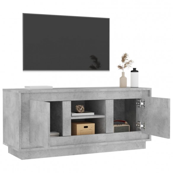 Meuble TV gris béton 102x35x45 cm bois d'ingénierie