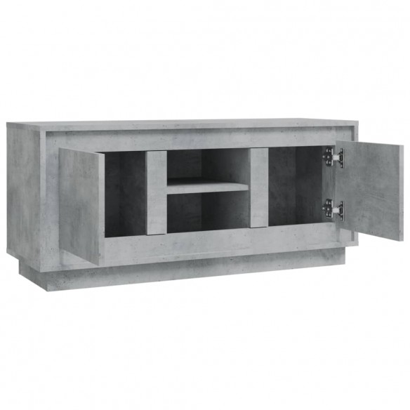 Meuble TV gris béton 102x35x45 cm bois d'ingénierie