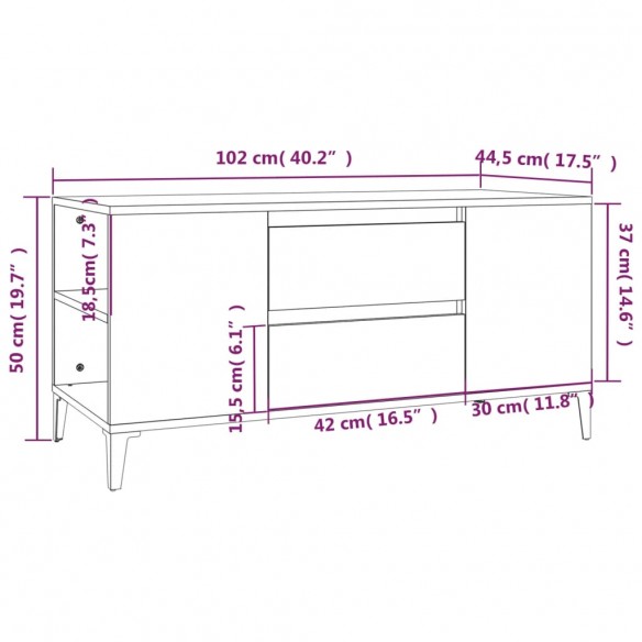 Meuble TV Sonoma gris 102x44,5x50 cm Bois d'ingénierie