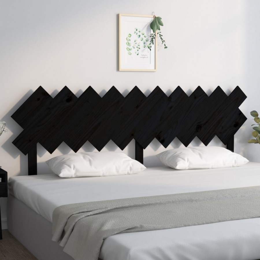 Tête de lit Noir 196x3x80,5 cm Bois massif de pin