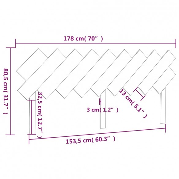 Tête de lit Marron miel 178x3x80,5 cm Bois massif de pin