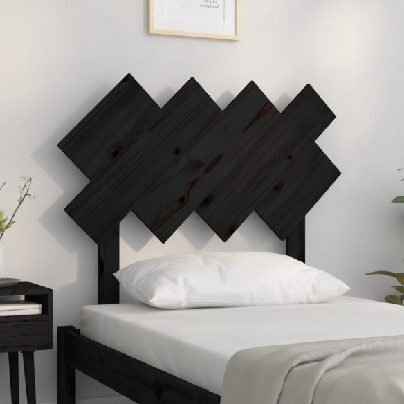 Tête de lit Noir 92x3x81 cm Bois massif de pin