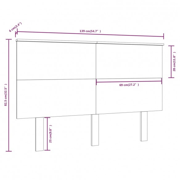 Tête de lit Marron miel 139x6x82,5 cm Bois massif de pin