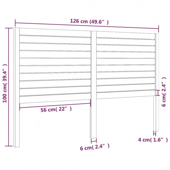 Tête de lit Marron miel 126x4x100 cm Bois massif de pin