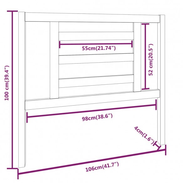 Tête de lit Marron miel 106x4x100 cm Bois massif de pin