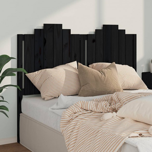 Tête de lit Noir 146x4x110 cm Bois massif de pin